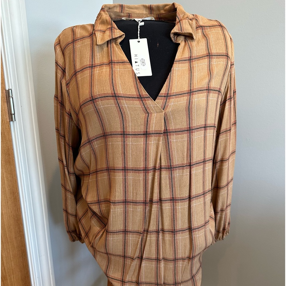 Plaid pullover blouse